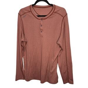 Kitsbow Men's Reddish Brown Long Sleeve Henley Shirt Size XL Polyester & Merino